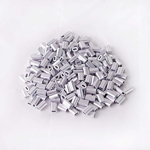 1/16 Cable Ferrule 200PCS, Aluminum Crimping Loop Sleeve for Wire Rope
