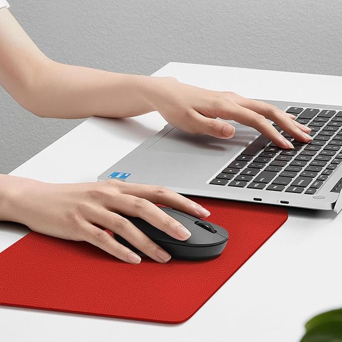 Leather Desk pad Protector, Office Mat, Large Mouse Mat, Non-Slip PU Leather Blotter, Laptop Desk Pad,Waterproof Laptop Computer Desk Keyboard Mat for Office/Work/Home/Decor (red, 11in*8in)