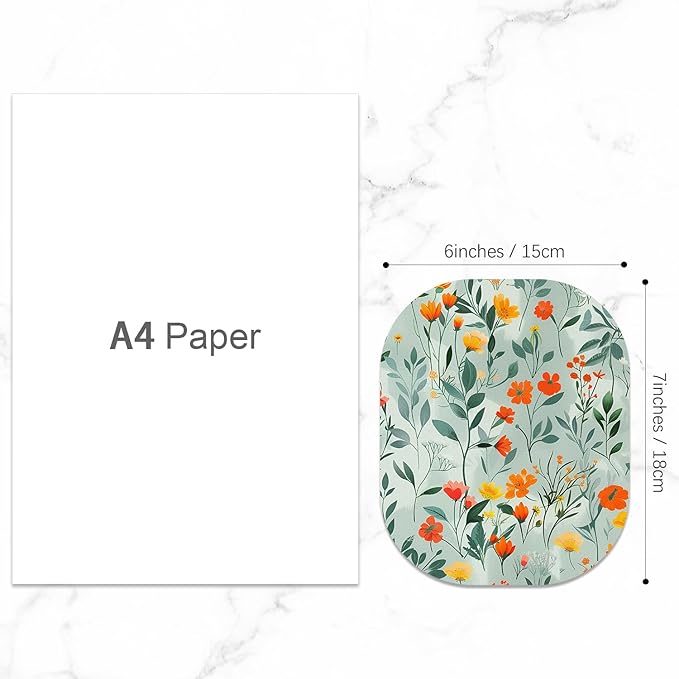 Small Mouse Pad, 6 x 7 Inch, Oval Mini Mouse Pad with Non-Slip Rubber Base for Laptop Wireless Mouse Keyboard Tray Mousepad, Colorful Flowers and Plants