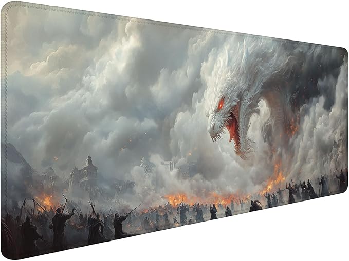 Dragon Extended Large Gaming Mouse Pad Mat, 31.5"x11.8", Polyester, Non-Slip Base, Stitched Edge
