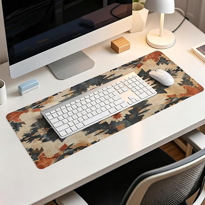Western Mouse Pad,Western Desk Accessories,Vintage Kilim Large Mouse Pad,Rustic Southwestern Aztec Tribal Desk Mat,Boho Ethnic Mousepad Cowboy for Home Office Dorm Desktop Decor,31.5x11.8 Inch