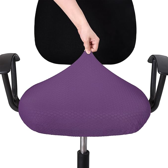 Smiry Stretch Jacquard Office Computer Chair Seat Covers, Removable Washable Anti-dust Desk Chair Seat Cushion Protectors - Purple