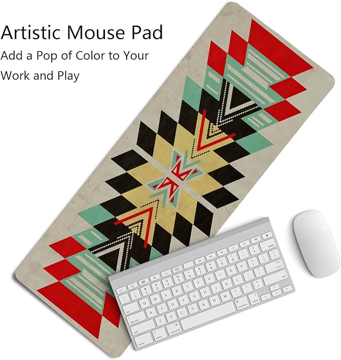 Western Mouse Pad,Western Desk Accessories,Retro Southwestern Mouse Pad,Vintage Aztec Tribal Kilim Desk Mat,Aesthetic Boho Ethnic Mousepad For Cowboy Home Office Dorm Desktop Decor,31.5x11.8 I