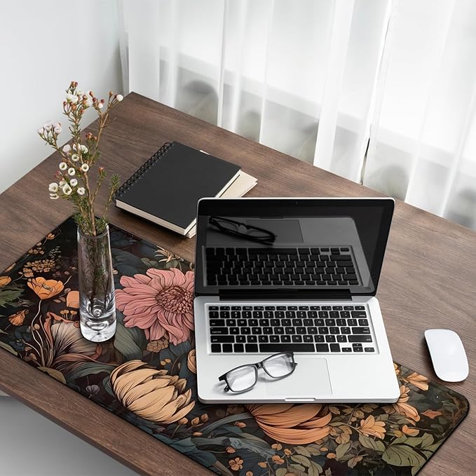 Gaming Mouse Pad with Anti-Slip Rubber Base, Extended Large Computer Mouse Mat with Stitched Edges, Long XL Anime Mousepad for Laptop and Keyboard, 31.5 x 11.8 inch (Wildflowers)