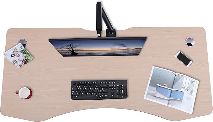 ApexDesk 60" Elite Height Adjustable Desk w/Cabinet Bundle (Light Oak Desk/White Cabinet)