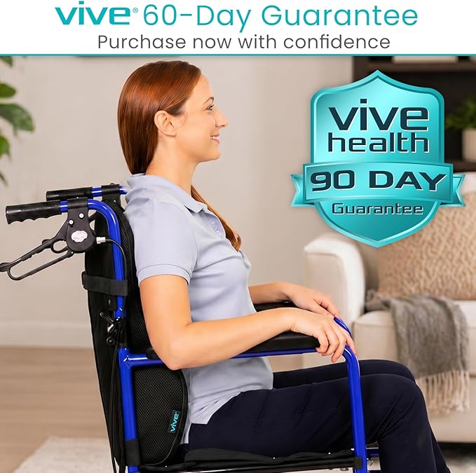 Vive Full Lumbar Cushion - Memory Foam Contour Support for Lower Back Pain - Ergonomic Pressure Relief for Office Chair, Car - Large Mesh Orthopedic Seat Backrest Roll for Improving Posture (Black)