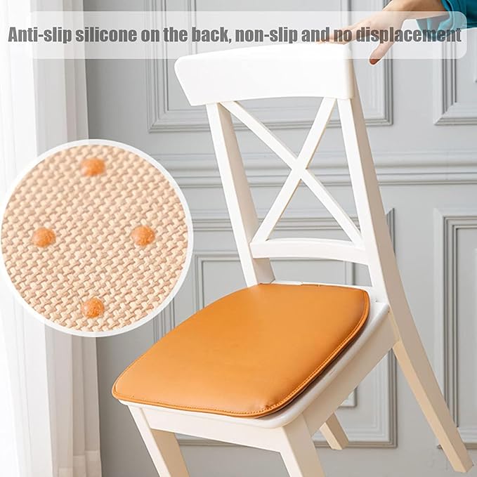 Premium Leather Chair Cushion, Waterproof Dining Chair Pads with Zipper, Horseshoe/Square Non Slip Seat Cushion(50x50cm(20x20inch), Gray(A))