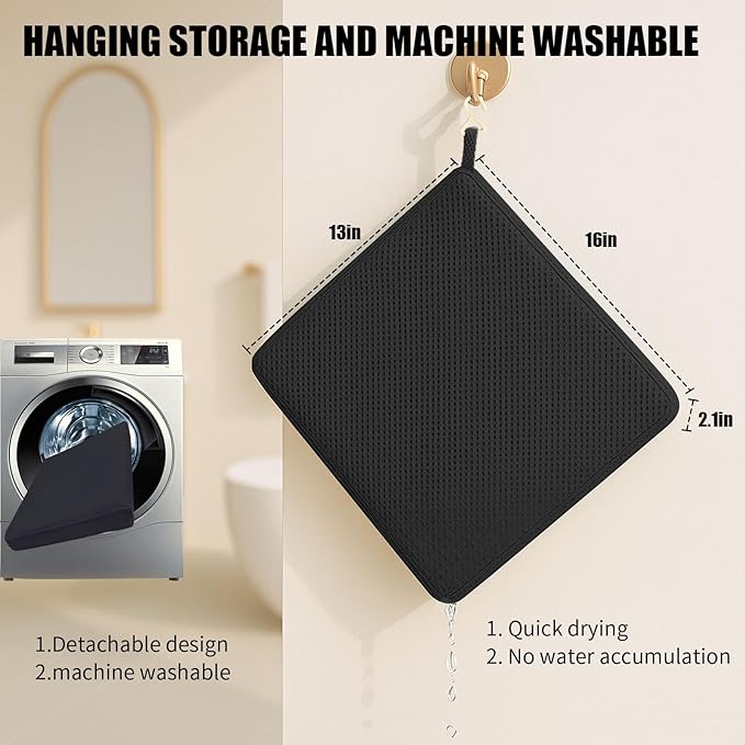 Shower Bench Cushion, Soft Chair Pad for Elderly Bathing, Easy to Clean & Quick Dry，Using 4D air Fiber Material, Suitable for Shower Cushion, Bathtub Baths, Poolside Rest，Black