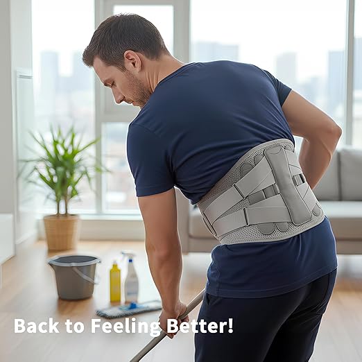Bracoo Back Brace for Lower Back Pain Back Support Belt for Women and Men, Breathable Lumbar Support Brace with Adjustable Strap for Herniated Disc, Sciatica, Large, BP62