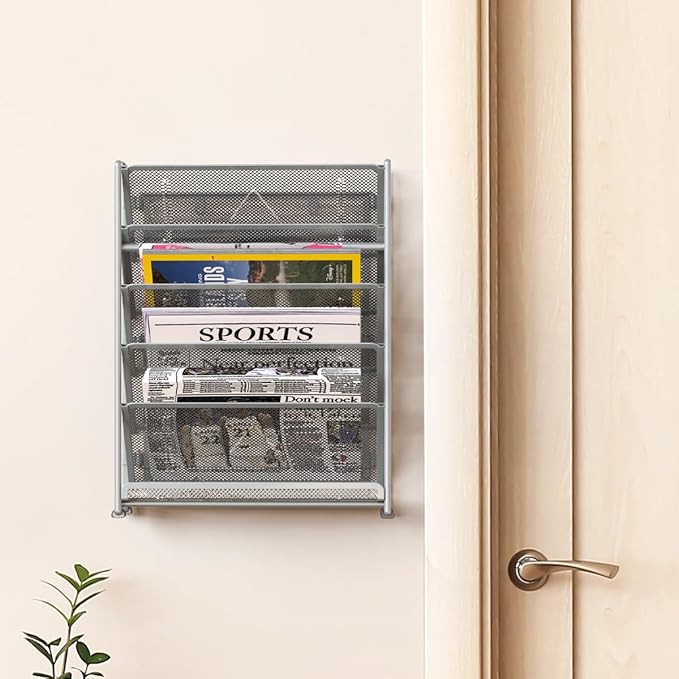 Simple Houseware 6-Tier Wall Mount Document Letter Tray Organizer, Silver