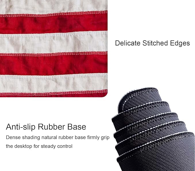 Old Baseball with USA American Flag Desk Pad Mouse Pad,Large Gaming Mouse Mat with Stitched Edges,Non-Slip Waterproof Rubber Base Mous Mat for Office Computer Keyboard Laptop Home(31.5X11.8 in)