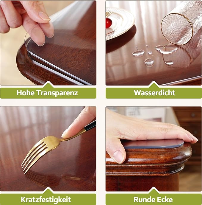 OstepDecor Clear Table Protector 19 x 63 Inch, 2mm Thick Plastic Table Cover, Waterproof PVC Clear Table Cover Protector, Desk Protector Mat, Writing Desk Pad for Desktop, Coffee & Dining Room Table