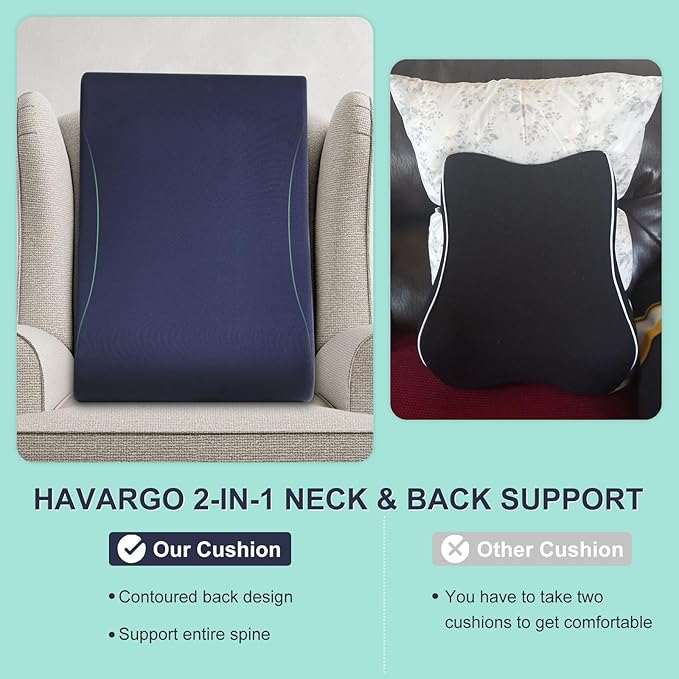 2-in-1 Neck Pillow Lumbar Support Pillow for Recliner Couch& Glider Chair - High Resilient Foam Ergonomic Back Support for High-Back Rocking Chairs, Glider Rocker Replacement Cushions Navy M
