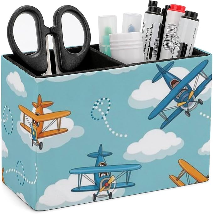 Modern PU Leather Pen Container Cute Airplane, Enhance Your Office Decor