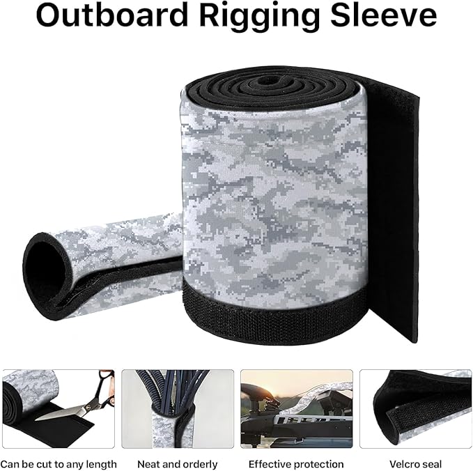 60" Trolling Motor Cable Sleeve, Made of Neoprene Trolling Motor Sleeve Great for Cover Cables and Extension Cords, Weather-Resistant,Organized Cable Management and Protect (Camouflage White)