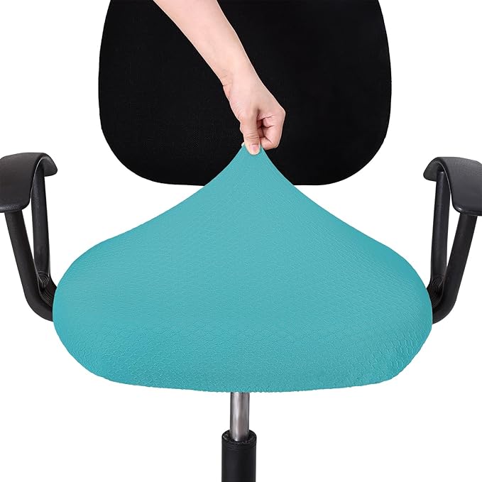 Smiry Stretch Jacquard Office Computer Chair Seat Covers, Removable Washable Anti-dust Desk Chair Seat Cushion Protectors - Aqua
