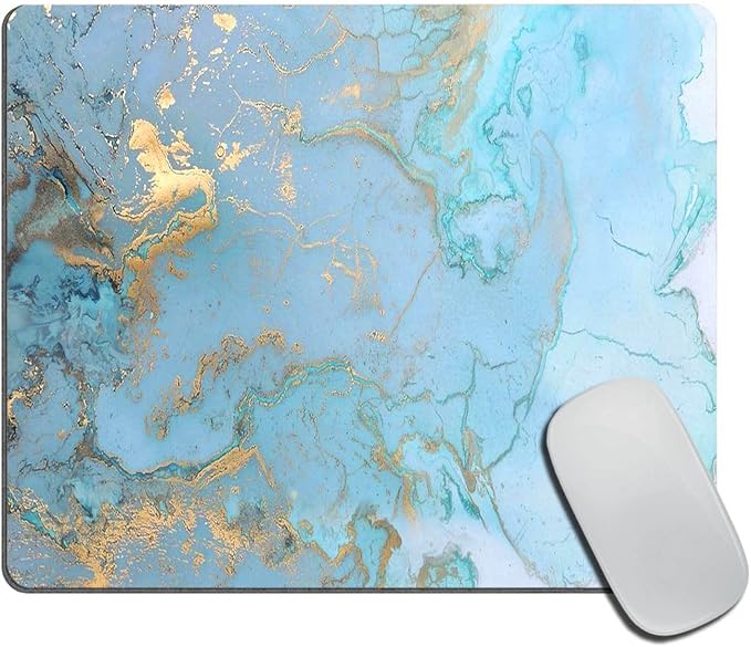 Colorful Marble Waterproof Anti-Slip PU Leather Desk Mouse Mat Pad PC Laptop Office Computer Home Mice Mat Stylish Office Gift 9.5"x7.9"x0.12" Inch(240mm x 200mm x 3mm)