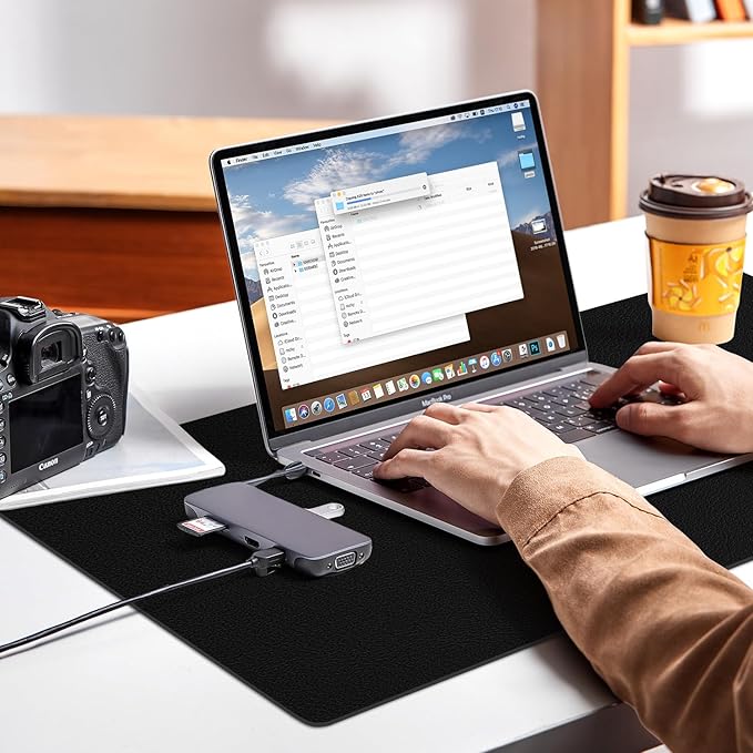 Leather Desk pad Protector, Office Mat, Large Mouse Mat, Non-Slip PU Leather Blotter, Laptop Desk Pad,Waterproof Laptop Computer Desk Keyboard Mat for Office/Work/Home/Decor (Black, 37 * 18in)