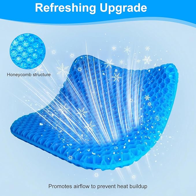 EVEME Large Gel Seat Cushion for Long Sitting with Non-Slip Cover-18 x 17inches,Soft & Breathable,Seat Cushion for Chair,Car,Office,Desk Chair,Wheelchair
