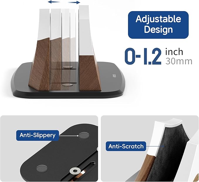 AFOOYO Vertical Laptop Stand - Snow Peak-Shaped Wooden Holder Dock Compatible with MacBook, Surface, Chromebook, Dell & More - Space-Saving Design for All Laptops,Walnut Finish