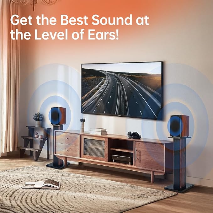 27.5 Inch (70CM) - Pair- Wood Speaker Stands for Home-Cinema HiFi Desktop and Satellite Speakers Monitor Stands, Enhanced Audio Listening Experience for Home Theaters