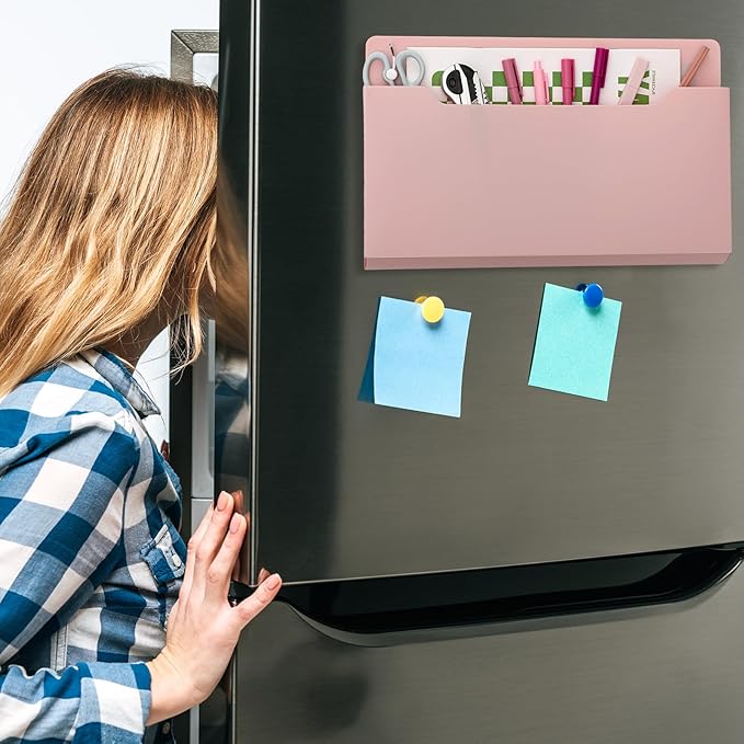 Fuutreo 6 Pcs Magnetic Wall File Organizer Magnetic Wall File Holder Refrigerator Magazine Holder for Mail Letters Paper(Mocha Mousse Color,Horizontal-large)
