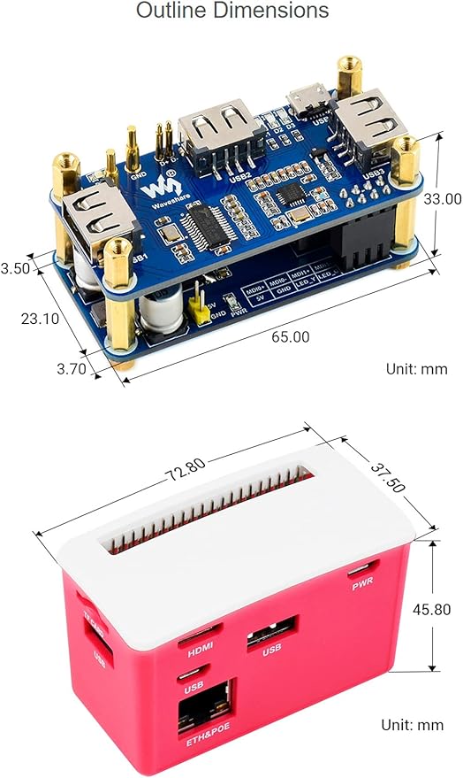 Raspberry Pi USB/ETH HUB HAT for Zero 2W/Zero W - PoE Ethernet/USB HAT Board