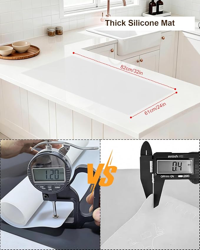 Silicone Crafting Mat for Artists, 32"x24"x1.2mm Large Nonstick Art Sheet for Resin Craft, Jewelry Casting, Acrylic Painting, Clay Work, Heat Resistant Desk Protector and Placemat | Translucent
