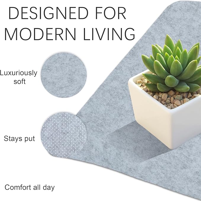Felt Desk Mat,Large Mouse Pad Desk Mat for Office & Home,Non-Slip Desk Blotter,Felt Desktop Mat for Laptop,Computer,Writing 27.6"x11.8" Light Gray