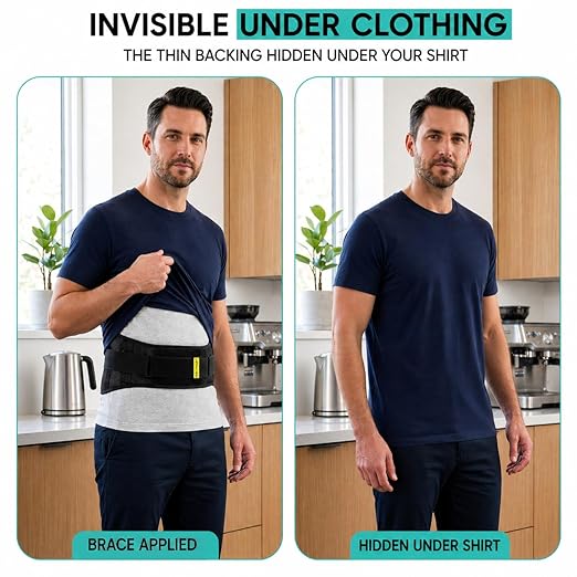 Lower Back Brace for Women and Men, Adjustable Back Brace with Back Support Belt and Back Support Brace, Slim Breathable Lumbar Support for Daily Stability, Back Braces M(Waist:32''-42'')