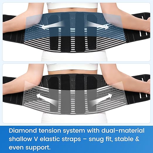 VELPEAU One-Piece Molding Lumbar Support Brace for Back Pain, Sciatica, Scoliosis, Herniated Disc - Adjustable Straps, Highly Breathable Fabric - For Men & Women - Fits 44-52″ Waist (Comfort Version, X-Large)