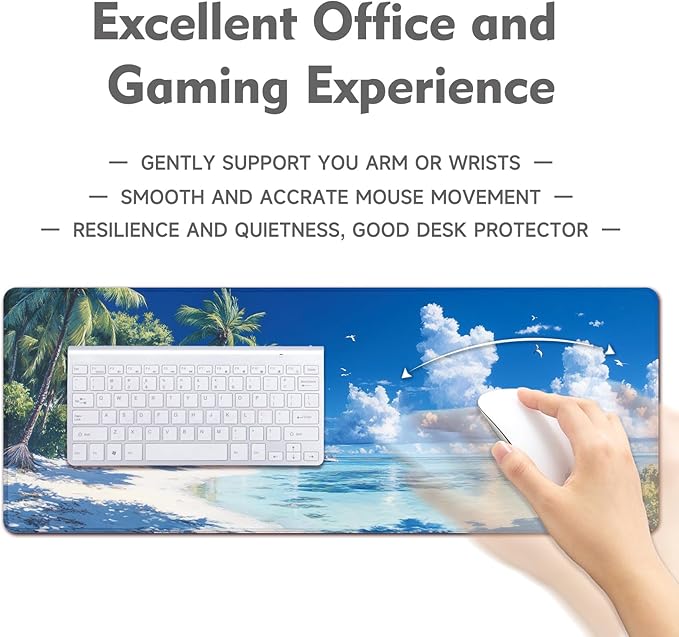 Desk Mat Mouse Pad Gaming Desk Pad XL Large Mouse Mat Office Decor Accessories (Beach)