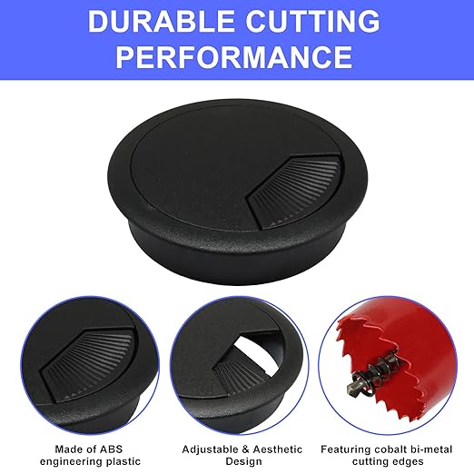 12PCS Desk Grommet,2-3/8Inch(60mm) Cable Grommet Hole Cover with Hole Saw,Ideal Solution for Office Home Table Cable Management Workers