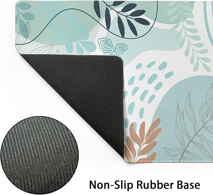 Abstract Art Large Mouse Pad 31.5x11.8in Modern Boho Leaves Mouse Pad Non-Slip Rubber Base Mousepad with Stitched Edges Waterproof Computer Keyboard Laptop Mat Boho Desk Mat for Women Men Office Work