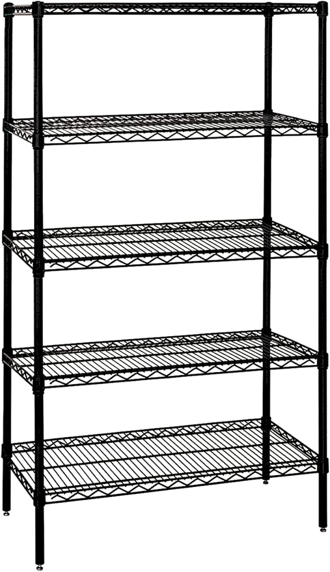 Quantum Storage Systems WR63-1824BK-5 Starter Kit Wire Shelves Black Epoxy 5 Shelves 63" H x 24" W x 18" D