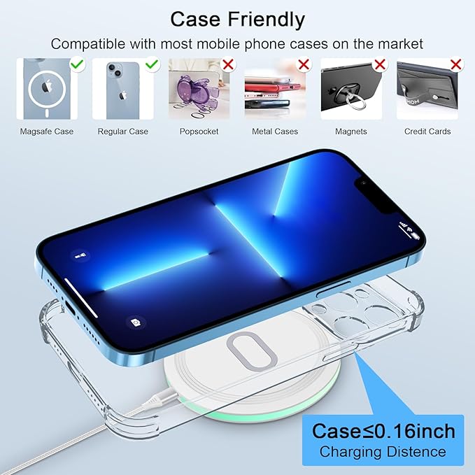Wireless Samsung S24 FE Phone Charger for Android Wireless Fast Charging Pad Compatible for Galaxy S26 S25 Ultra S23 S22 S21 S20 FE Z Fold Flip 7 6 5, Moto G Stylus/Power,15W Wireless Charger Station