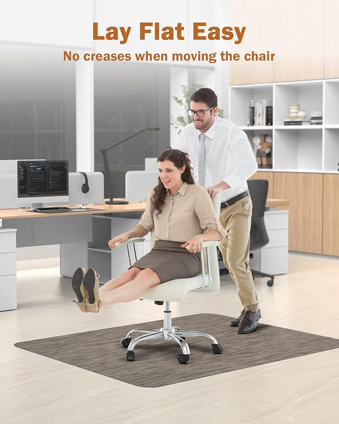 Blvornl Office Chair Mat for Hardwood Floor, 40"*55" Desk Computer Chair Mat for Hard Wood, Large Anti-Slip Hard Floor Protector for Rolling Chair, PVC Desk Rug for Office Dark Brown