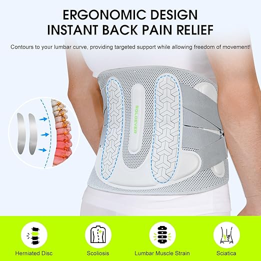 Back Brace for Lower Back Pain Relief with Bionic Support System,[Stronger Support & Breathable Mesh] Lumbar Support Belt with 3D Pad for Men Women, Ergo Design for Sciatica, Herniated Disc, Scoliosis