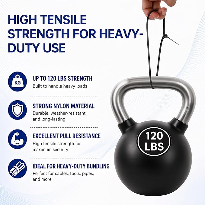 Zip Ties 12 inch, 1000 Pack Heavy Duty Black Zip Ties with 120 lbs Tensile Strength, Self-Locking Nylon Cable Ties,Wire Ties for indoor and outdoor use.