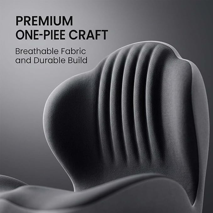 Sakerplus Seat Cushion Chair Cushions Ergonomic Memory Foam Seat Cushion, L-Shaped Office Chair Cushion & Car Seat Cushion for Long Sitting, Lower Back Support Pillow for Office, Home, Driving (black)