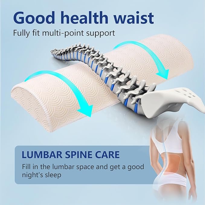 Cozyhealth - 3.15"H*23.6"L - Soft Lumbar Pillow for Sleeping, Memory Foam Back Lumbar Support Cushion for Lower Back Pain Relief Bed Waist Sleep Support Pillow for Side, Back Sleepers (White, Large)