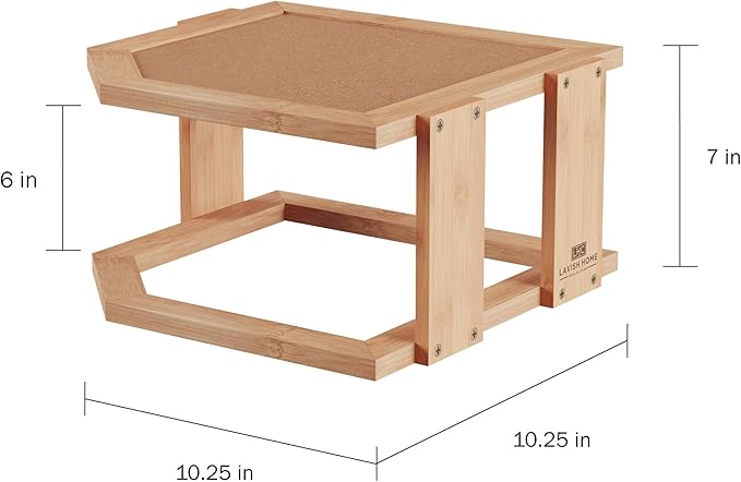 2-Tier Bamboo Corner Shelf for Kitchen or Bathroom Cabinet, Countertop, Cupboard Storage and Organizer, Natural Wood Space Saving Rack by Lavish Home
