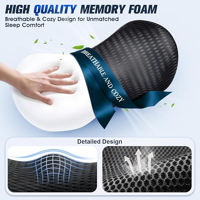 Lumbar Support Pillow,Ergonomic Memory Foam lumbar pillow for chair and Bed ,lower back support pillow for couch,Lower Back Pain Relief and Spine Support,lower Back Pillow,Car Seat Couch-Black