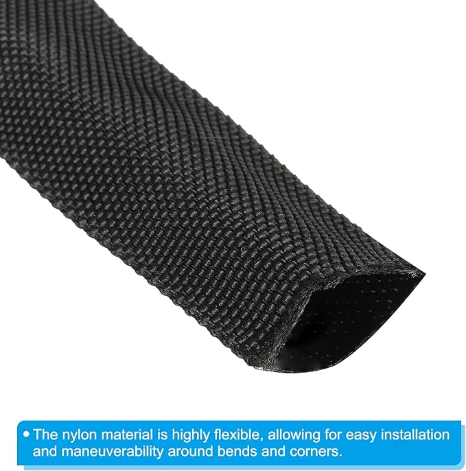 PATIKIL 1.2" Dia 6.5FT Nylon Protective Hose Sleeve, Cable Cover Sheath Protection for Welding Tig Torch Hydraulic Hose, Black