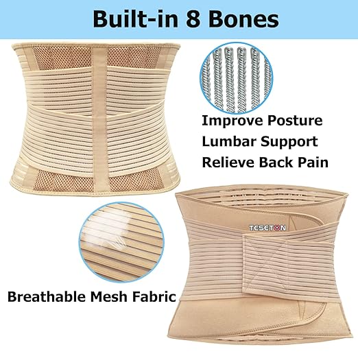 TESETON Back Brace for Men and Women, Back Support Belt Relief Lower Back Pain Herniated Disc, Sciatica, Scoliosis, Breathable Mesh, Lumbar Support Belt, Back Brace for Lifting at Work 02 Beige-L