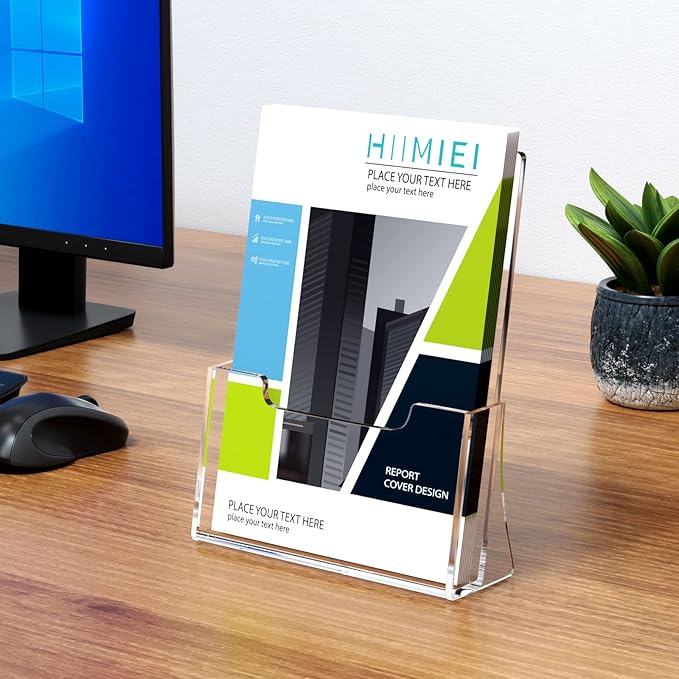 HIIMIEI Brochure Holder 8.5 x 11 inches, Acrylic Flyer Holder with 6 Pack, Plastic Stands for Displaying Magazines, Pamphlets, Literature, Brochures, Booklets, Menu