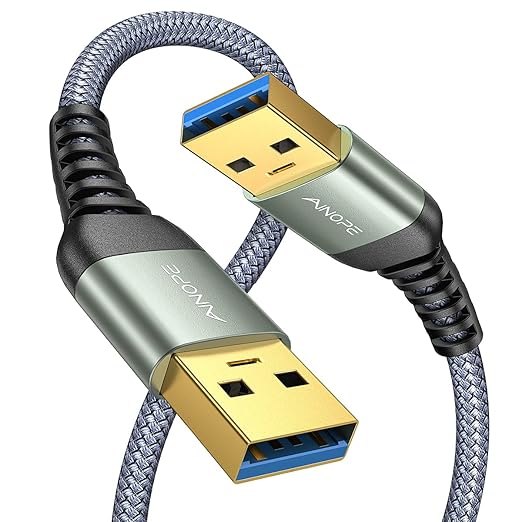 AINOPE USB to USB Cable, 6.6FT USB 3.0 A to A Male to Male Cable [Gold-Plated] Double End Type A Cord for Data Transfer, Compatible with Hard Drive Enclosures, KVM, DVD Player, TV, Laptop Cooler