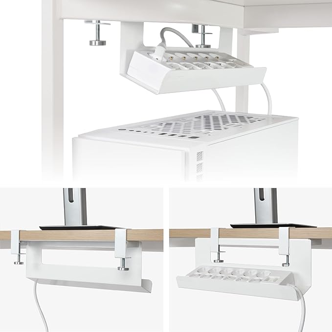 Under Desk Cable Management Tray, Cord Hider, Cord Organizer, Cable Organizer, Cable Hider, Cord Management, No Drilling Required - White Cable Manager for Desk