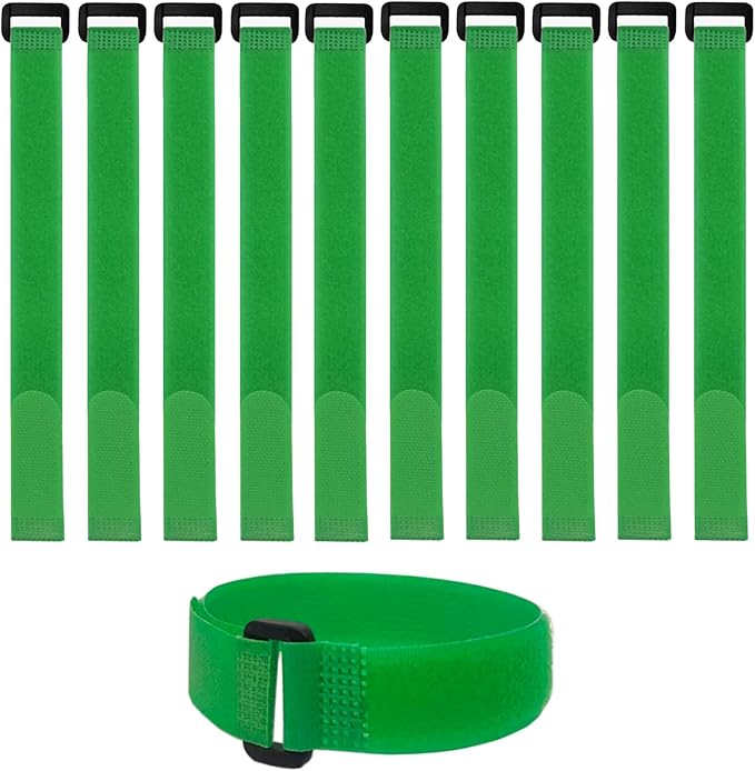 10 Pack (12 x 0.8 Inch) Reusable Fastening Cable Straps Green Color,Adjustable Multi-Purpose Hook and Loop Straps Nylon Cable Ties for Wire Cable Management Home Office Garage Organization