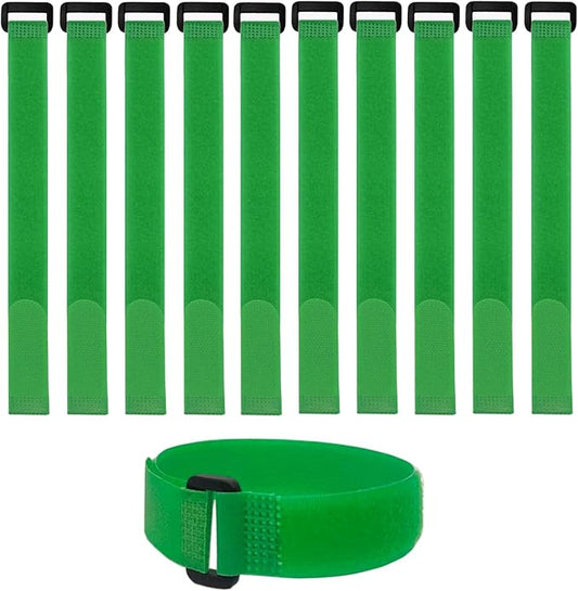 10 Pack (12 x 0.8 Inch) Reusable Fastening Cable Straps Green Color,Adjustable Multi-Purpose Hook and Loop Straps Nylon Cable Ties for Wire Cable Management Home Office Garage Organization
